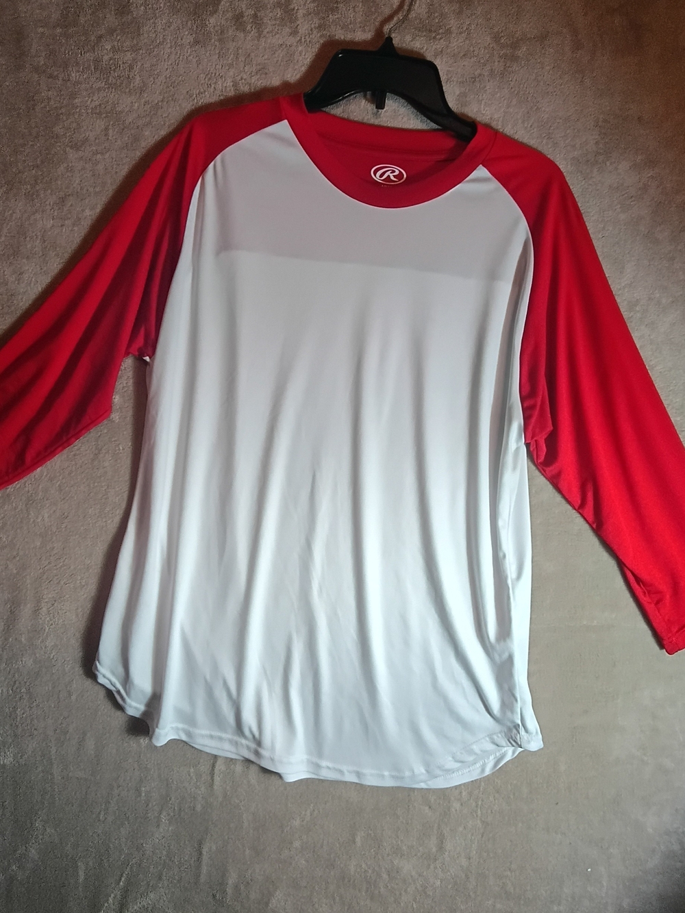 Rawlings Men's L Red/White 3/4 Raglan Crew Neck Polyester Baseball T-Shirt